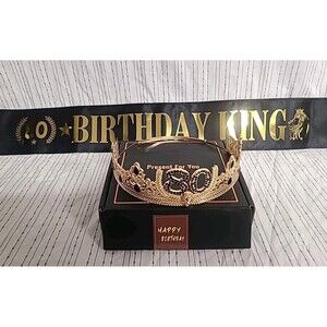 TOBATOBA 80th Birthday Decorations for Men Adjust Metal 80th Birthday King Crown